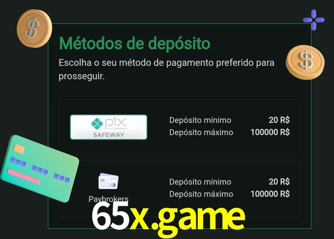 O cassino 65x.game oferece uma grande variedade de métodos de pagamento
